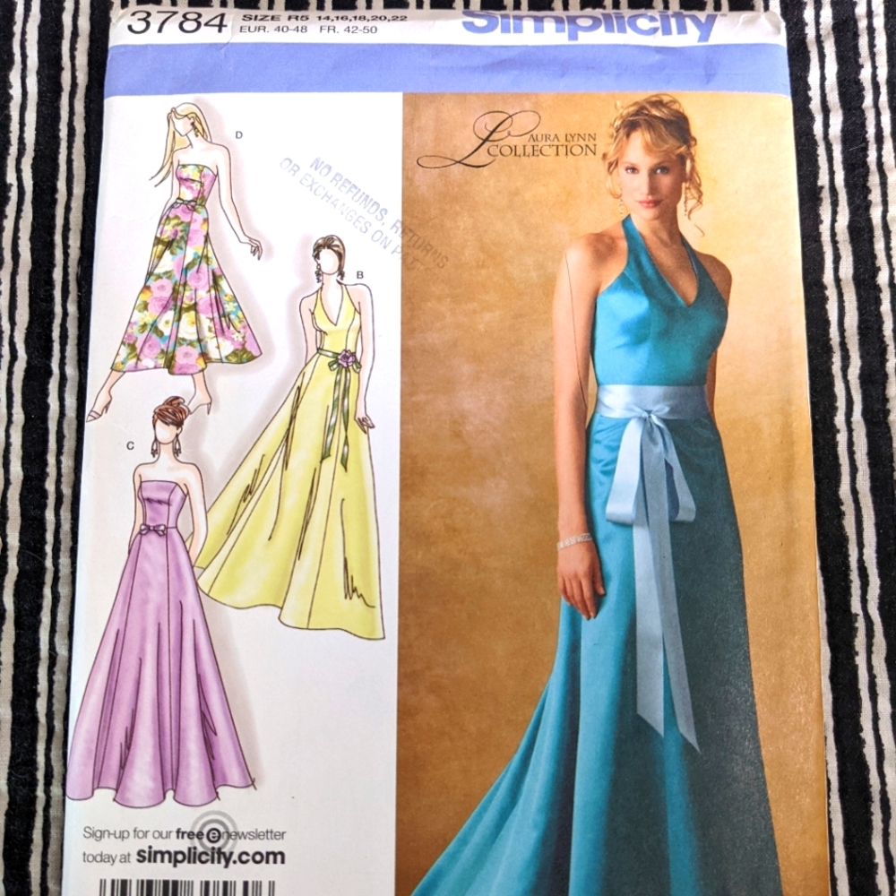 Simplicity 3784 size R5 14,16,18,20,22 dress pattern only